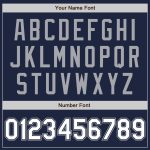 Custom Name Number Varsity Letterman Bomber Jacket Navy Gray White Two Tone Full-Snap Team Apparel Personalized Navy White-Gray