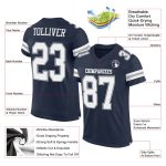 Custom Name and Number Authentic Football Jersey - Personalized Navy Gray Mesh Team Jersey Personalized Navy White-Gray Mesh