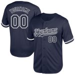 Personalized Navy Gray Baseball Jersey - Authentic Throwback Mesh Style Personalized Navy White-Gray Mesh Authentic Throwback