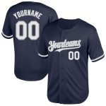 Custom Name Number Personalized Baseball Jersey Navy White Gray Mesh Authentic Throwback Personalized Navy White-Gray Mesh