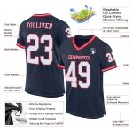 Personalized Navy Gray White Mesh Football Jersey - Authentic Throwback Design Personalized Navy White-Gray Mesh Authentic