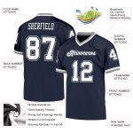 Custom Navy White-Gray Authentic Throwback Football Jersey with Personalized Name and Number Personalized Navy White-Gray
