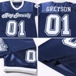 Custom Navy White-Gray Authentic Throwback Football Jersey with Personalized Name and Number Personalized Navy White-Gray