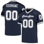 Custom Navy White-Gray Authentic Throwback Football Jersey with Personalized Name and Number Personalized Navy White-Gray