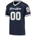Custom Navy White-Gray Authentic Throwback Football Jersey with Personalized Name and Number Personalized Navy White-Gray
