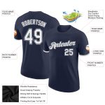 Custom Team Name and Number Performance T-Shirt in Navy White-Gray - Personalized Athletic Gear Personalized Navy White-Gray