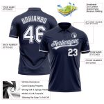 Custom Name and Number Navy Gray White Performance Golf Polo Shirt - Personalized Team Apparel Personalized Navy White-Gray