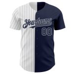 Custom Name and Number Personalized Baseball Jersey - Navy White Gray Pinstripe Authentic Fashion Team Gear Personalized