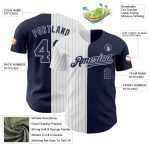 Custom Name and Number Personalized Baseball Jersey - Navy White Gray Pinstripe Authentic Fashion Team Gear Personalized