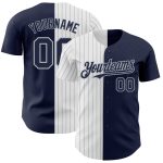 Custom Name and Number Personalized Baseball Jersey - Navy White Gray Pinstripe Authentic Fashion Team Gear Personalized