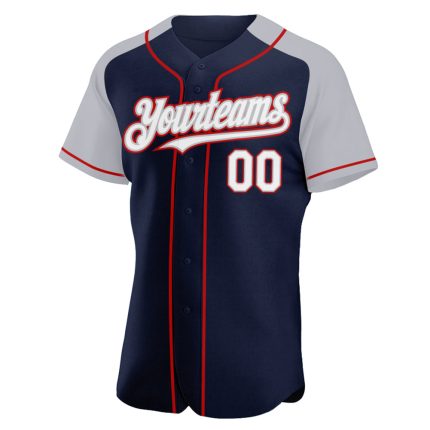 Custom Name Number Baseball Jersey - Personalized Navy White Gray Red Authentic Raglan Sleeves Team Gear Personalized Navy