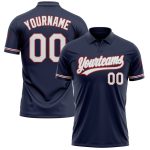 Custom Team Name Number Performance Vapor Golf Polo Shirt - Navy White Gray Red Personalized Navy White Gray-Red Performance