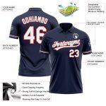 Custom Team Name Number Performance Vapor Golf Polo Shirt - Navy White Gray Red Personalized Navy White Gray-Red Performance
