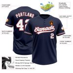 Custom Name and Number Unisex Softball Jersey - Personalized Two-Button Navy White Gray-Red Design Personalized Navy White