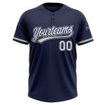 Custom Name and Number Navy Gray White Unisex Softball Jersey - Two-Button Design Personalized Navy White-Gray Two-Button