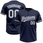 Custom Name and Number Navy Gray White Unisex Softball Jersey - Two-Button Design Personalized Navy White-Gray Two-Button