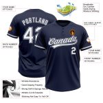 Custom Name and Number Navy Gray White Unisex Softball Jersey - Two-Button Design Personalized Navy White-Gray Two-Button