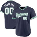 Customizable Authentic Throwback Baseball Jersey - Personalized Navy White and Kelly Green with Team Name & Number Personalized