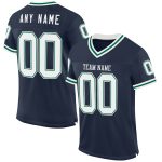 Custom Name Number Personalized Authentic Throwback Football Jersey Navy White Kelly Green Mesh Personalized Navy White-Kelly