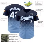 Personalized 3D Gradient Baseball Jersey with Custom Name and Number - Navy White Light Blue Square Pattern Design Personalized