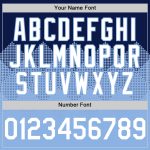 Personalized 3D Gradient Baseball Jersey with Custom Name and Number - Navy White Light Blue Square Pattern Design Personalized