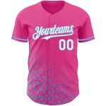 Custom Leopard Print Fade Baseball Jersey - Personalized Name and Number in Navy, White, Light Blue 3D Pattern Design Personalized