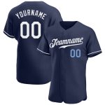 Personalized Authentic Baseball Jersey in Navy, White, and Light Blue Personalized Navy White-Light Blue Authentic Baseball