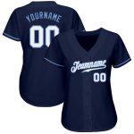 Custom Name and Number Authentic Baseball Jersey - Personalized Navy, White & Light Blue Team Jersey Personalized Navy White-Light