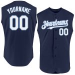 Personalized Authentic Sleeveless Baseball Jersey in Navy and Light Blue Personalized Navy White-Light Blue Authentic Sleeveless