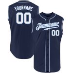 Custom Navy and Light Blue Baseball Jersey - Personalized Sleeveless with Name and Number Personalized Navy White-Light Blue