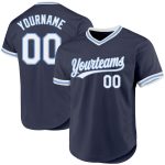 Custom Team Baseball Jersey - Personalized Navy White Light Blue With Name and Number Authentic Throwback Design Personalized