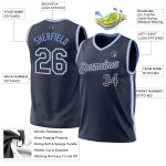 Personalized Authentic Basketball Jersey - Navy White-Light Blue Throwback Design Personalized Navy White-Light Blue Authentic