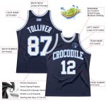 Custom Name Number Navy White-Light Blue Basketball Jersey - Personalized Authentic Throwback Jersey Personalized Navy White-Light