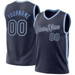 Personalized Authentic Basketball Jersey - Navy White-Light Blue Throwback Design Personalized Navy White-Light Blue Authentic