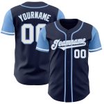 Custom Two Tone Baseball Jersey with Personalized Name and Number - Navy White Light Blue Personalized Navy White-Light Blue