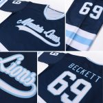 Custom Team Hockey Jersey with Personalized Name & Number - Navy & Light Blue Personalized Navy White-Light Blue Hockey Jersey