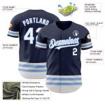 Custom Baseball Jersey with Personalized Name and Number - Navy White Light Blue Line Authentic Personalized Navy White-Light