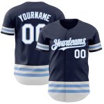 Custom Baseball Jersey with Personalized Name and Number - Navy White Light Blue Line Authentic Personalized Navy White-Light