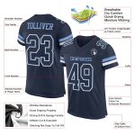 Personalized Authentic Football Jersey - Navy, White & Light Blue Mesh Design Personalized Navy White-Light Blue Mesh Authentic