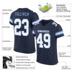 Custom Name and Number Authentic Football Jersey - Personalized Navy White-Light Blue Mesh Personalized Navy White-Light