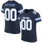 Custom Name and Number Authentic Football Jersey - Personalized Navy White-Light Blue Mesh Personalized Navy White-Light