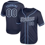 Personalized Authentic Throwback Baseball Jersey Navy White Light Blue Mesh Personalized Navy White-Light Blue Mesh Authentic
