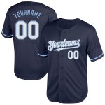 Custom Throwback Baseball Jersey - Personalized Navy Light Blue Mesh with Team Name & Number Personalized Navy White-Light