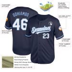 Custom Throwback Baseball Jersey - Personalized Navy Light Blue Mesh with Team Name & Number Personalized Navy White-Light
