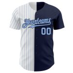 Custom Name and Number Baseball Jersey - Personalized Navy White-Light Blue Pinstripe Authentic Split Design Personalized