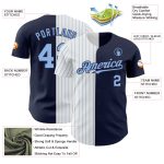 Custom Name and Number Baseball Jersey - Personalized Navy White-Light Blue Pinstripe Authentic Split Design Personalized