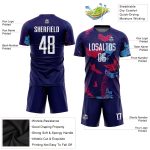 Custom Name and Number Soccer Uniform Jersey in Personalized Navy and Light Blue Sublimation Design Personalized Navy White-Light