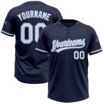 Custom Navy White Light Blue Softball Jersey for Team - Personalized Unisex Two-Button with Name and Number Personalized