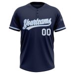 Custom Navy White Light Blue Softball Jersey for Team - Personalized Unisex Two-Button with Name and Number Personalized