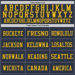 Customizable Navy and Light Blue Football Jersey with Yellow Accents, Personalized Name and Number, Authentic Team Gear Personalized